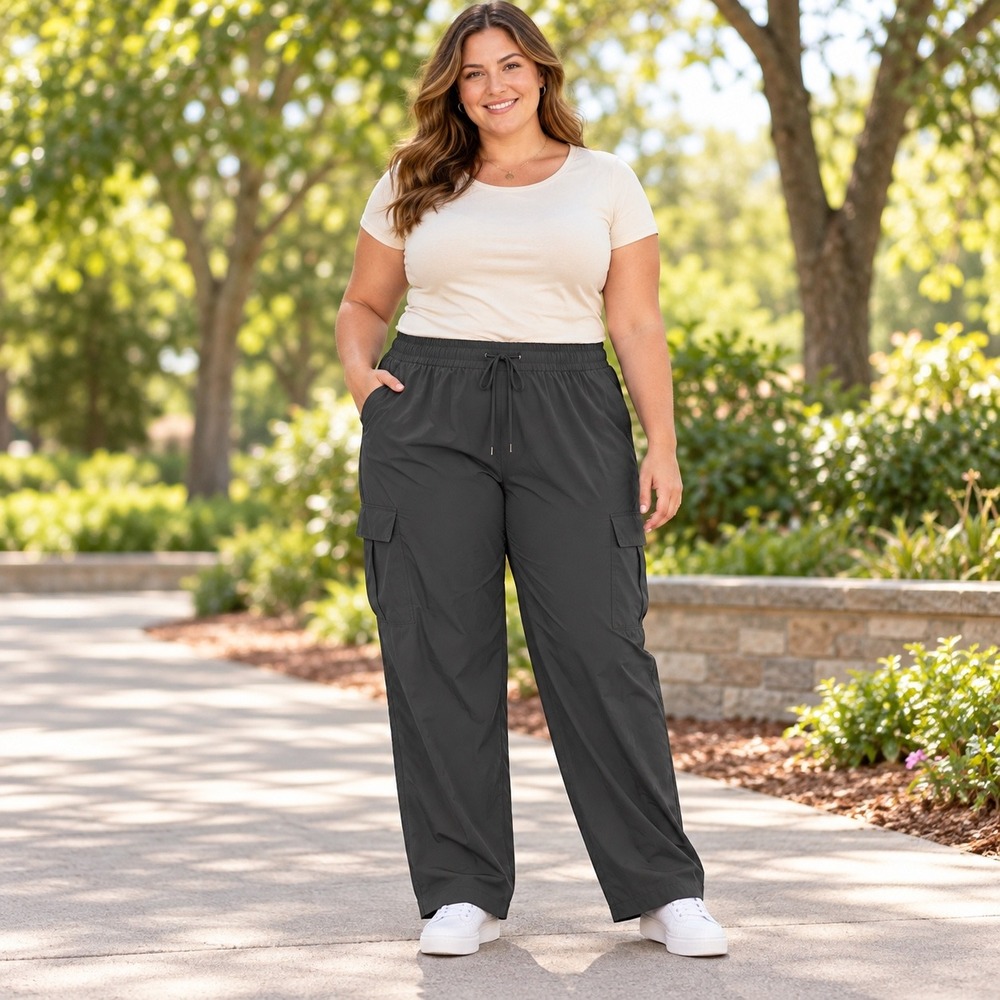 Old Navy StretchTech Quick Dry Cargo Pants Gray XXL Wide Leg High Rise